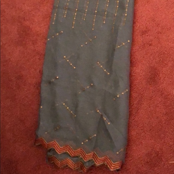 Jazmin chiffon grey red pakistani salwar kameez - Picture 6 of 6